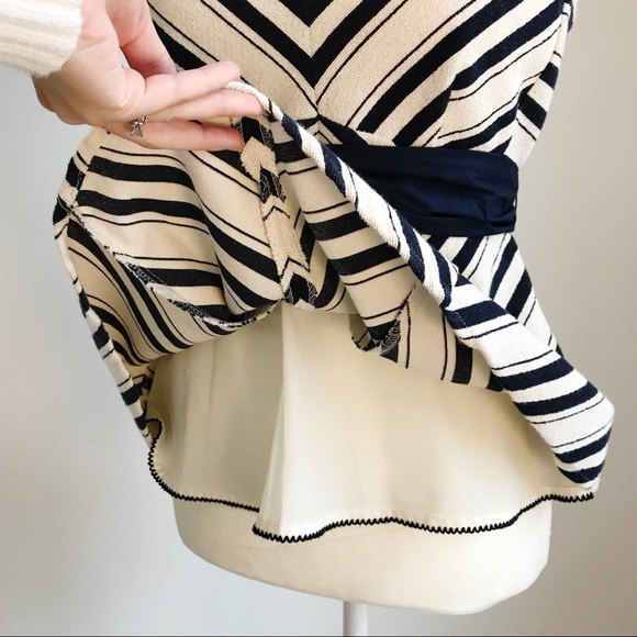 ANTHROPOLOGIE Maeve V Neck Stripe Peplum Dress Top - Picture 7 of 8